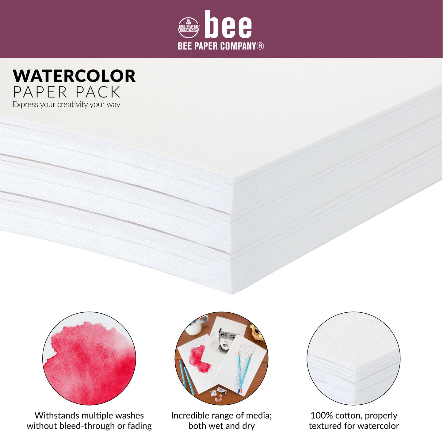 100% Cotton Watercolor Paper – 140 lb.