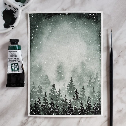 Beginner Tutorial: How to Paint Snowy Watercolor Pine Trees