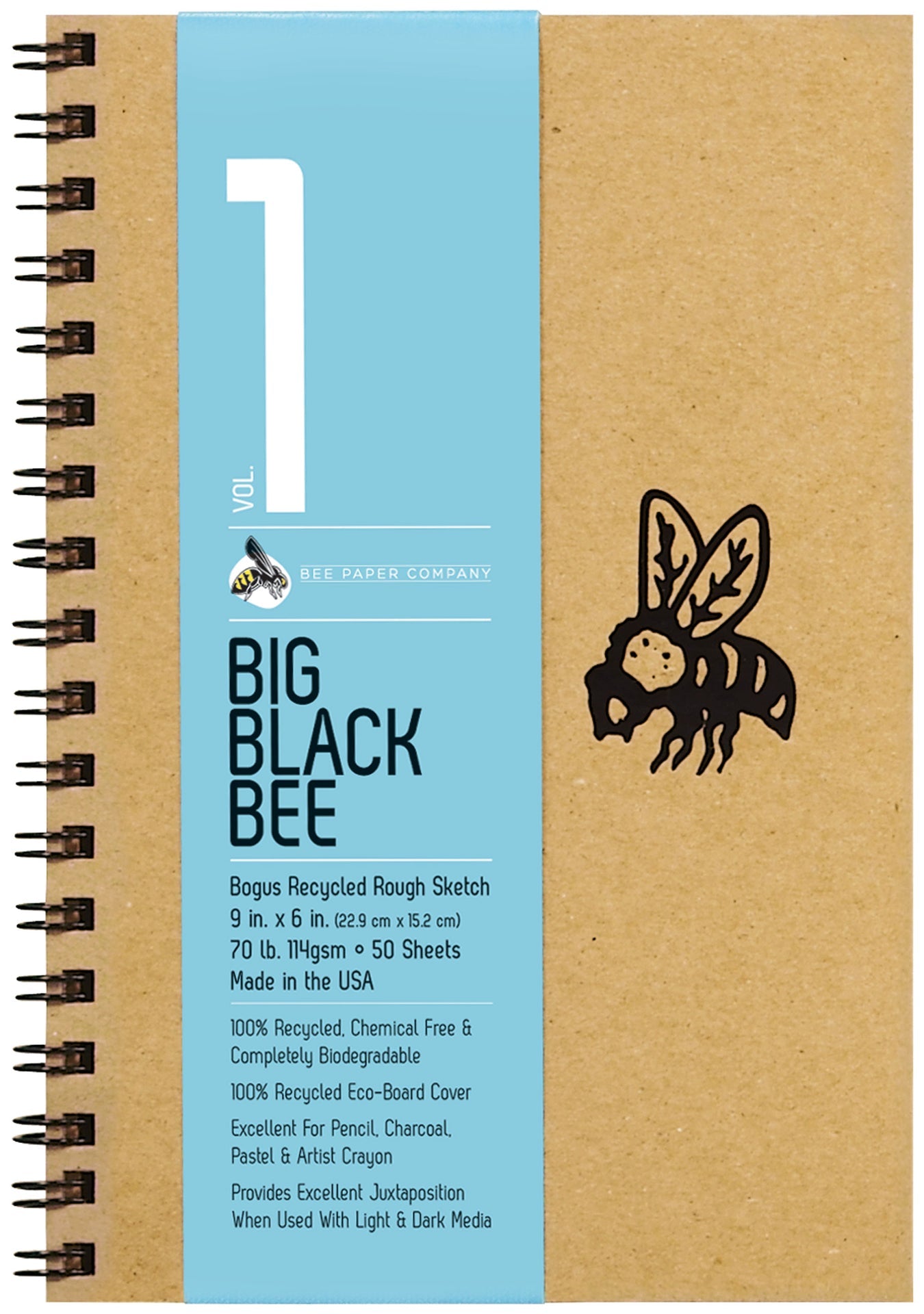 BEE-202 Series | Big Black Bee Brown Bogus Recycled Rough Sketch Journal