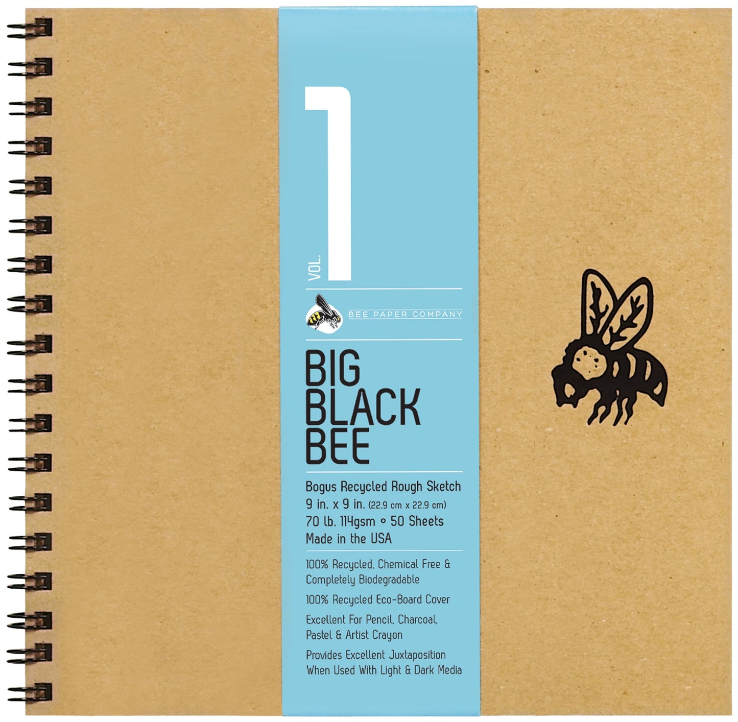 BEE-202 Series | Big Black Bee Brown Bogus Recycled Rough Sketch Journal