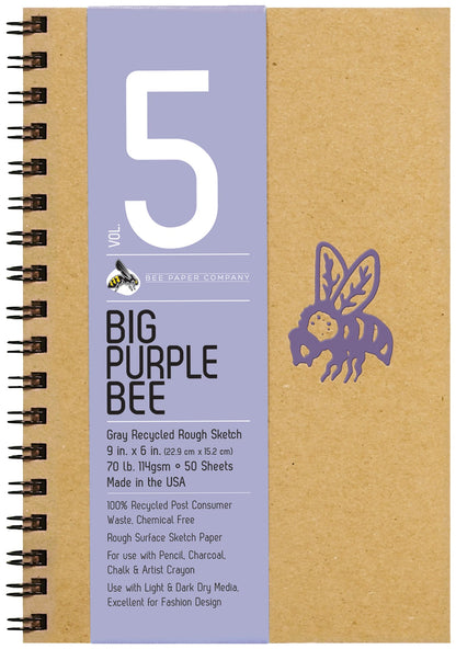 BEE-206 Series | Big Purple Bee Gray Bogus Recycled Rough Sketch Journal