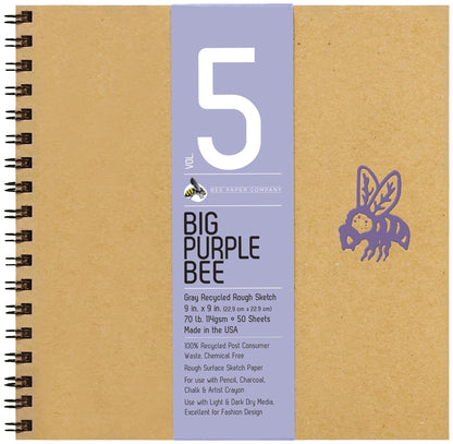 BEE-206 Series | Big Purple Bee Gray Bogus Recycled Rough Sketch Journal