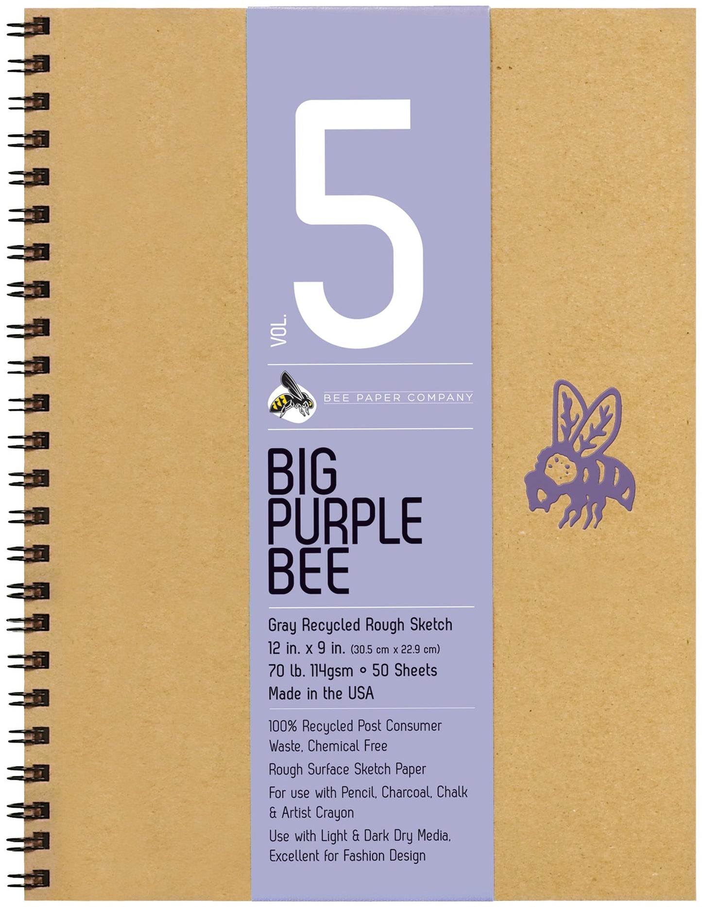 BEE-206 Series | Big Purple Bee Gray Bogus Recycled Rough Sketch Journal
