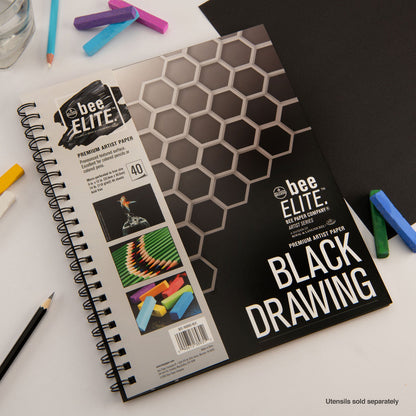 BEE-40096S-BLK | Bee Elite™ Black Drawing Artist Pad - 9" x 12"