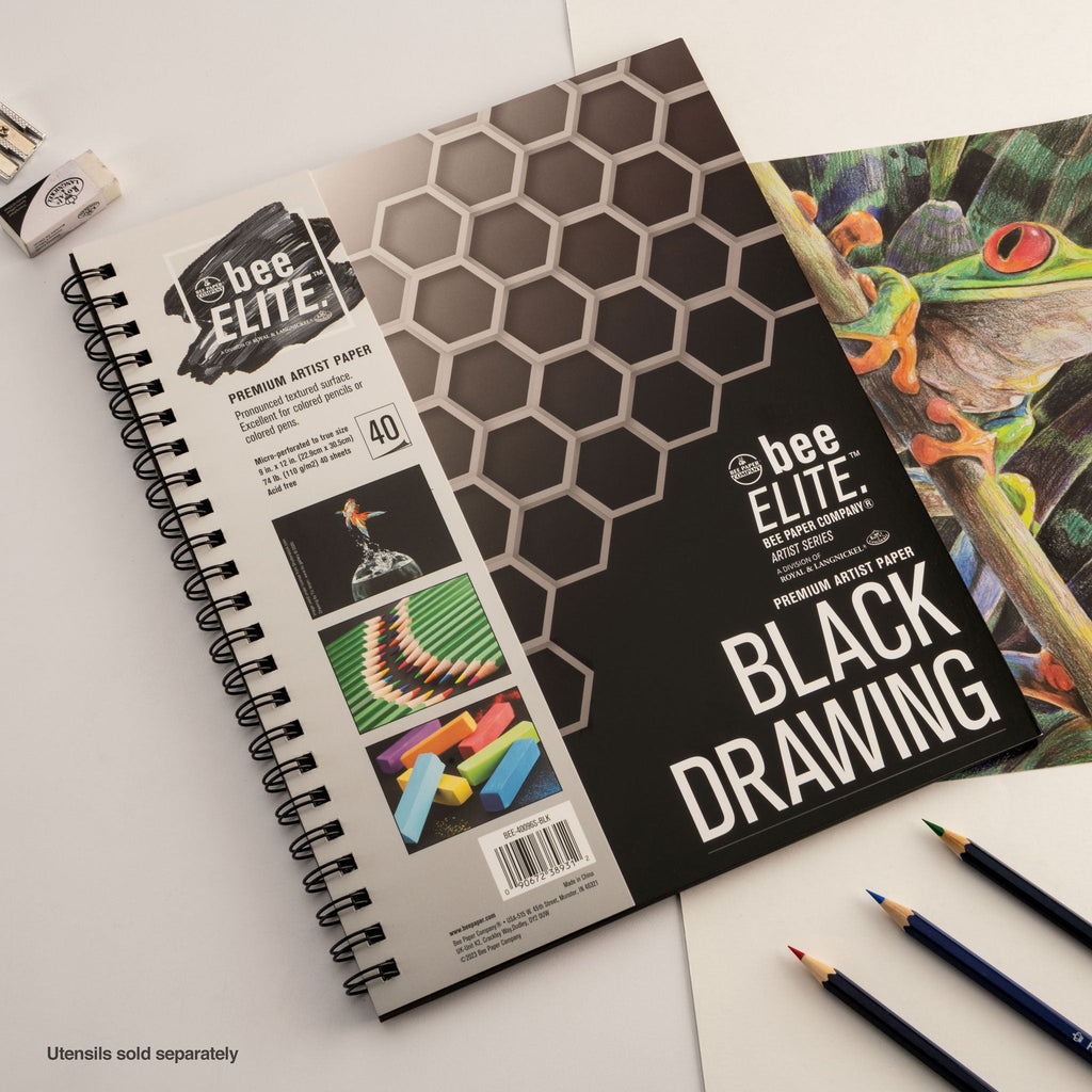 BEE-40096S-BLK | Bee Elite™ Black Drawing Artist Pad - 9" x 12"