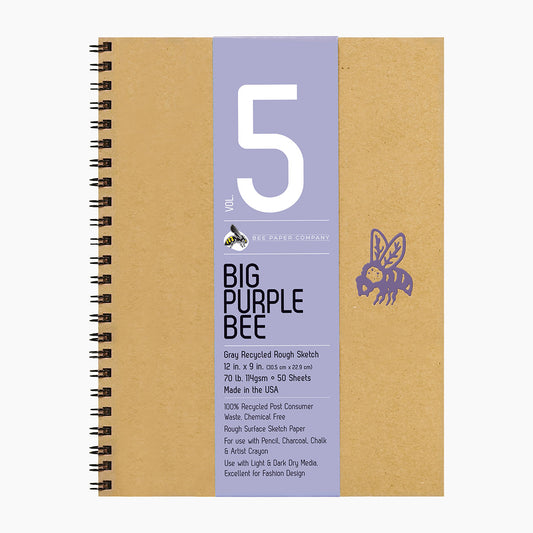 BEE-206 Series | Big Purple Bee Gray Bogus Recycled Rough Sketch Journal